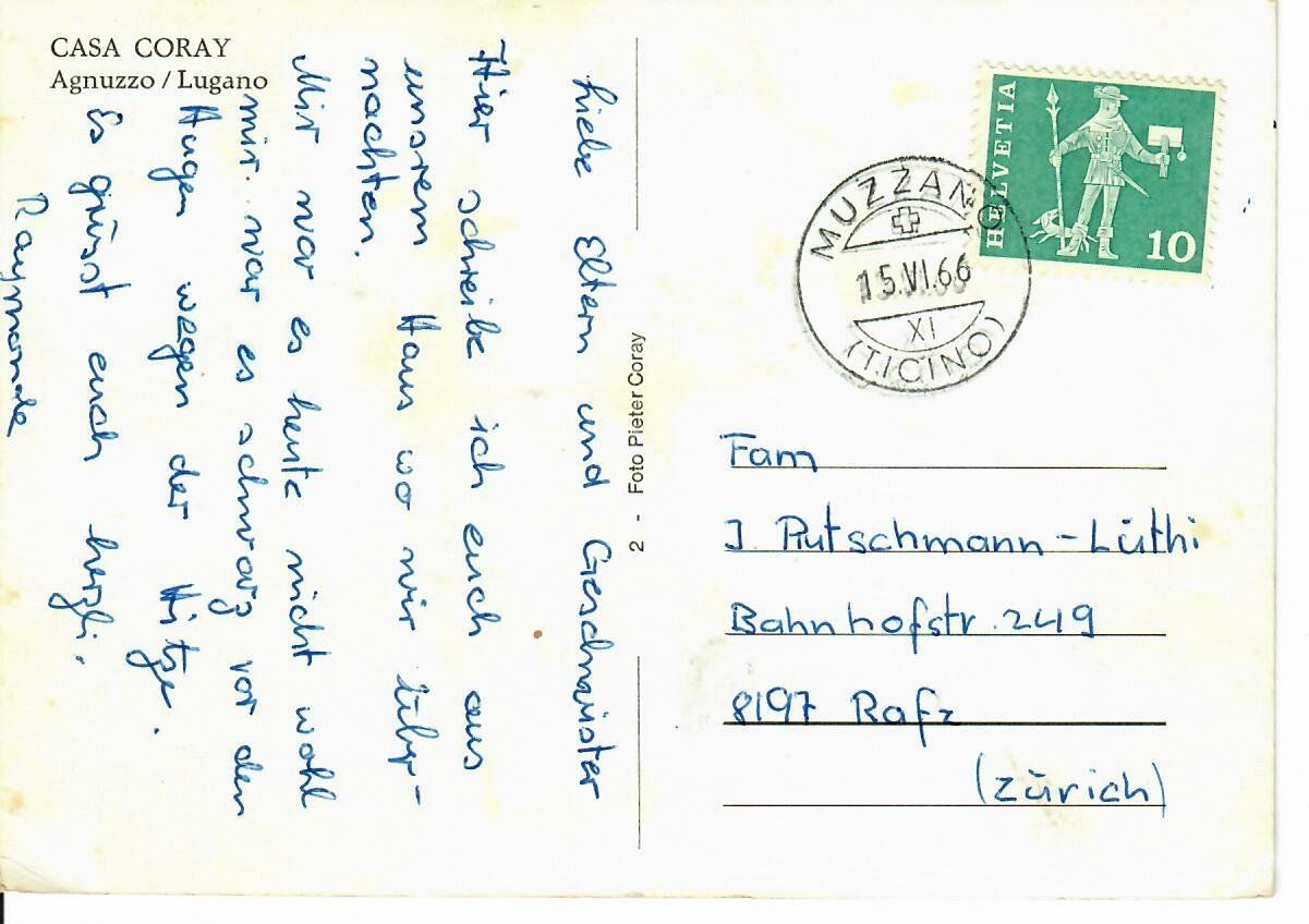 Cartoline postali: Casa Coray Agnuzzo Lugano – Usato da Hochdorf venduto da Ziegel-16 1
