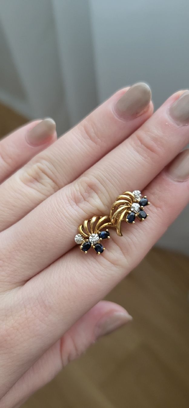 Orecchini pendenti & Orecchini a lobo: Fantastische Safir Ohrstecker mit Brillanten – Nuovo (secondo la descrizione) da Unterägeri venduto da Altgoldschmuck 5