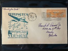 Luftpost Erstflug 1939 von Burlington Vermont USA