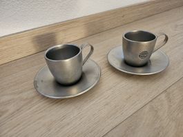 Tasses à café vintage en métal argenté - Lot de 2☕☕