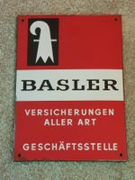 Vintage Email Schild BASLER Versicherungen Tafel
