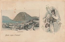 Lugano (TI) Panorama con Monte Brè Lago di Lugano