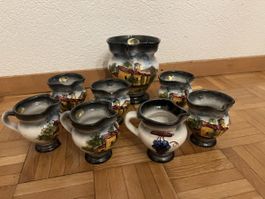 Indemini Keramik Set, Handbemalt, Vintage, Top Zustand!