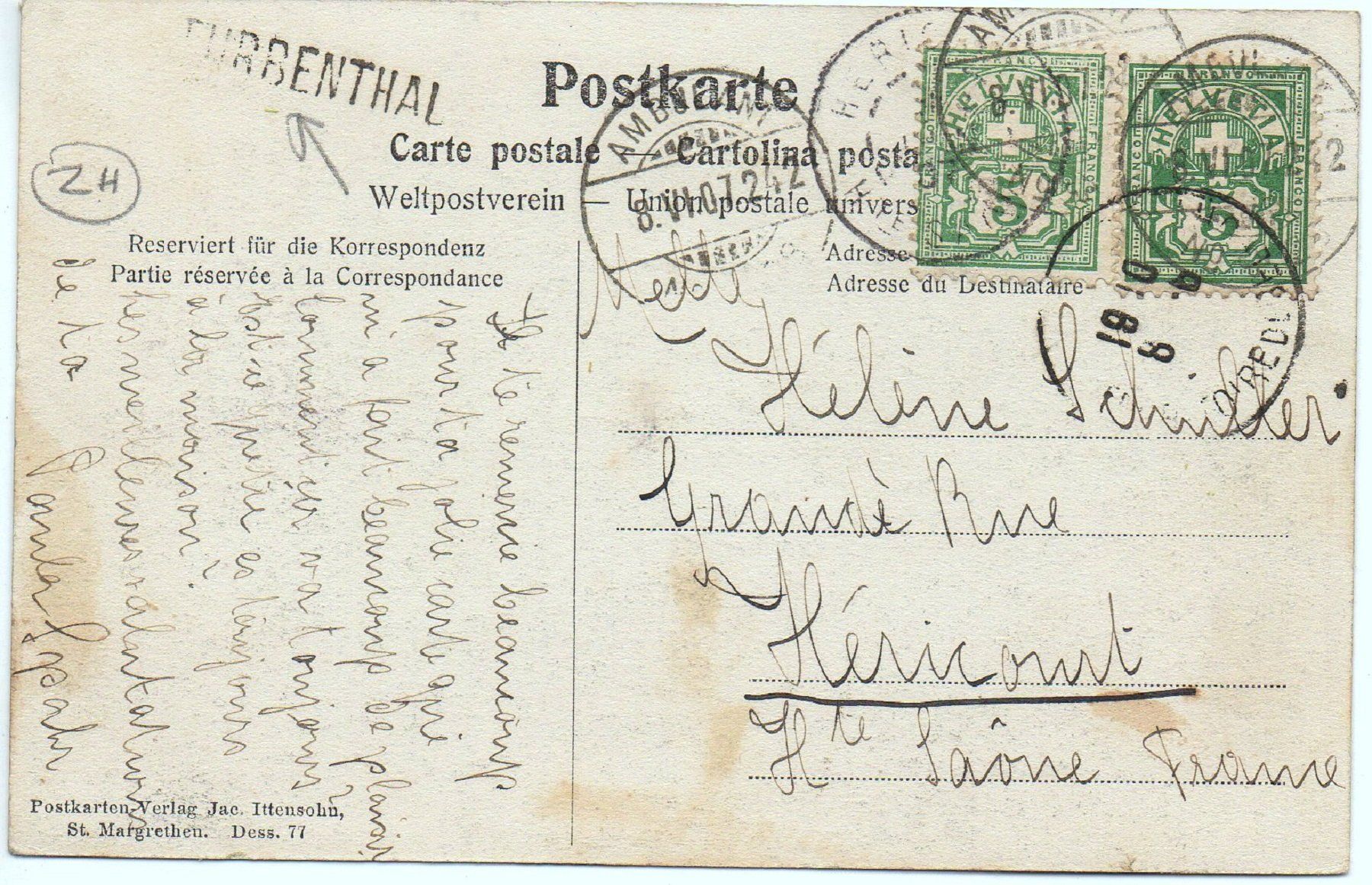 Cartoline postali: Gruss aus TURBENTHAL - Stabstempel – Usato da Jona venduto da philajona 1