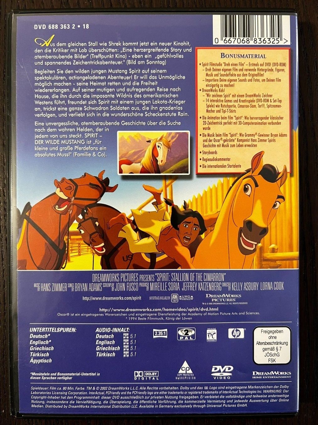 Tutti i DVDs: Spirit - Der wilde Mustang – Usato da Zürich venduto da FilmFreunde 1