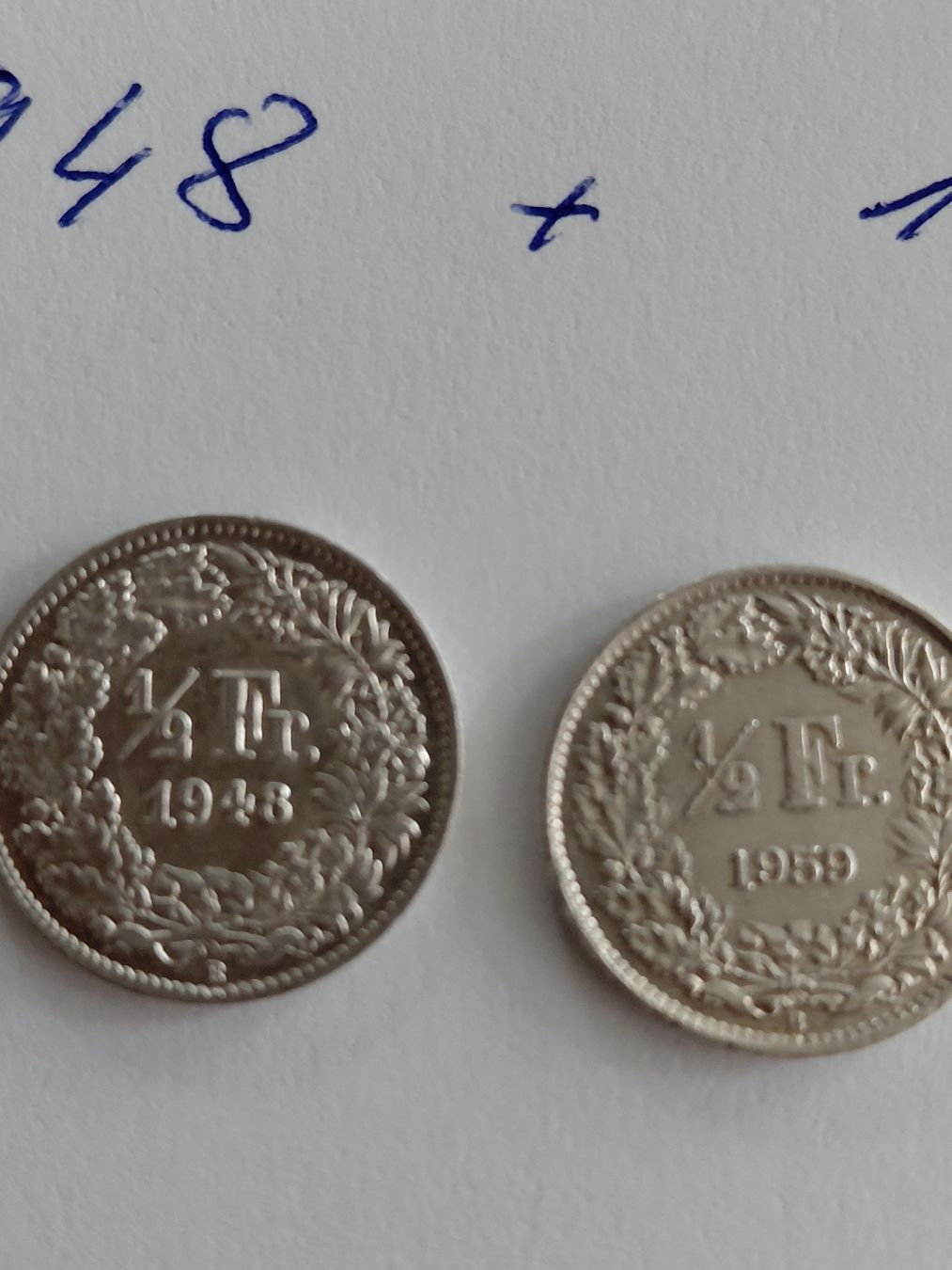 Alle Münzen: 2x 50 Rappen 1948 und 59 silber – Gebraucht aus Bonaduz von topolino052 1