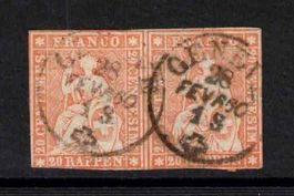 1860, 20Rp. Strubel Nr. 25G im Paar