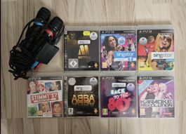 Singstar PS3 mit Mikrofone & 6 Spiele - selten gespielt