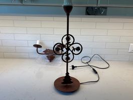 Lot de deux lampes style rustique métal brun occasion