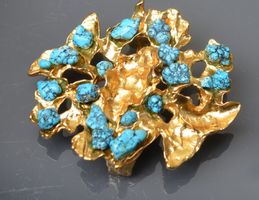 Franklab Paris Brosche / broche Vintage Türkis / turquoise