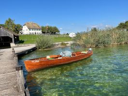 Holz Ruder/ Motorboot Marke Gehrig mit Honda 8PS Motor