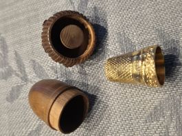 Silber Fingerhut Eichel Handarbeit Gold vergoldet England