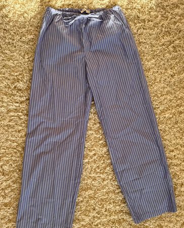 Gestreifte Stoffhose Blau / Weiss