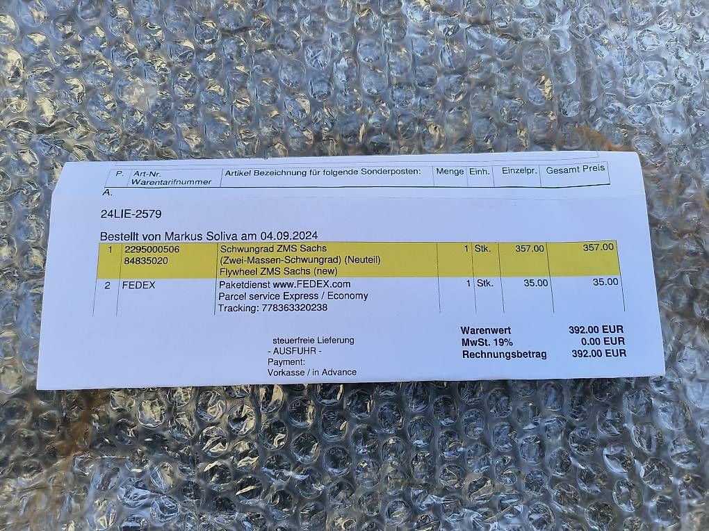 Tutti pezzi di ricambio auto: Schwungrad VW 2295 000 506 – Usato da Niederlenz venduto da SOSW-01 4