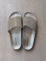 Badeschuhe Sandalen Strass Silber EUR 38 guter Zustand