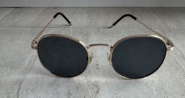Sonnenbrille rund goldfarben Metallrahmen neu