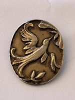Brosche 925 Silber Vogel floral antik Jugendstil 40x30mm