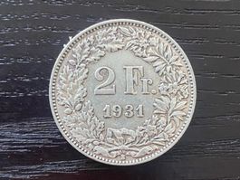 1 x 2 Franken Schweiz 1931 – zirkuliert
