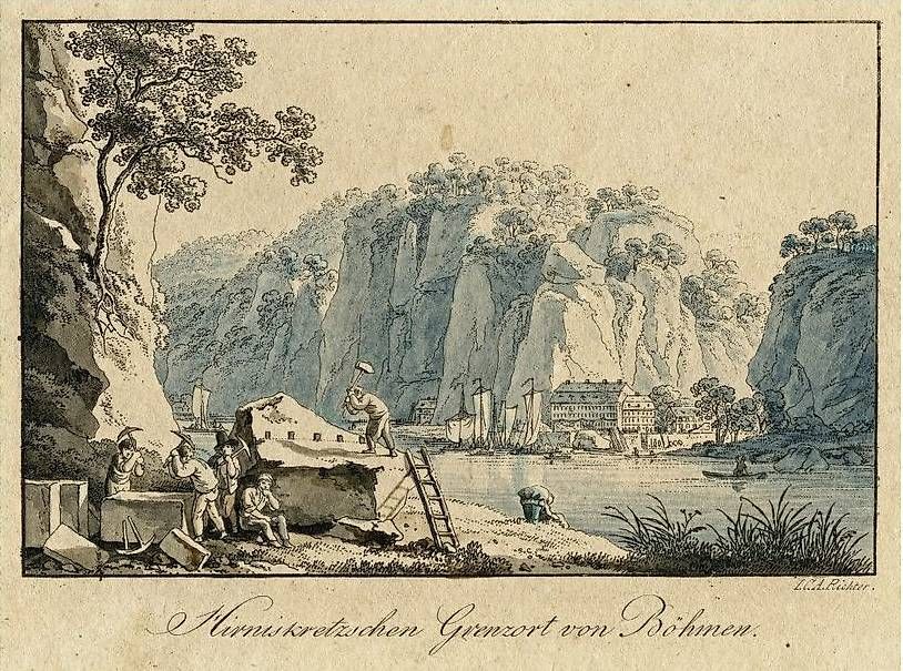 Dipinti: Dessin l'école d'Adrian Zingg - Herrnskretschen -circa 1780 – Usato da Sion venduto da Gravure8283 5