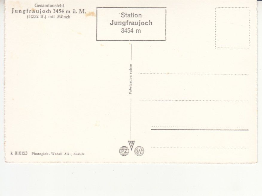 Ansichtskarten: Jungfraujoch ca. 1950 – Gebraucht aus Bürglen TG von StampGraf 1