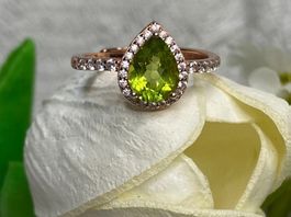 Grüner Peridot Ring Tropfenform, neuwertig.💍 verstellbar