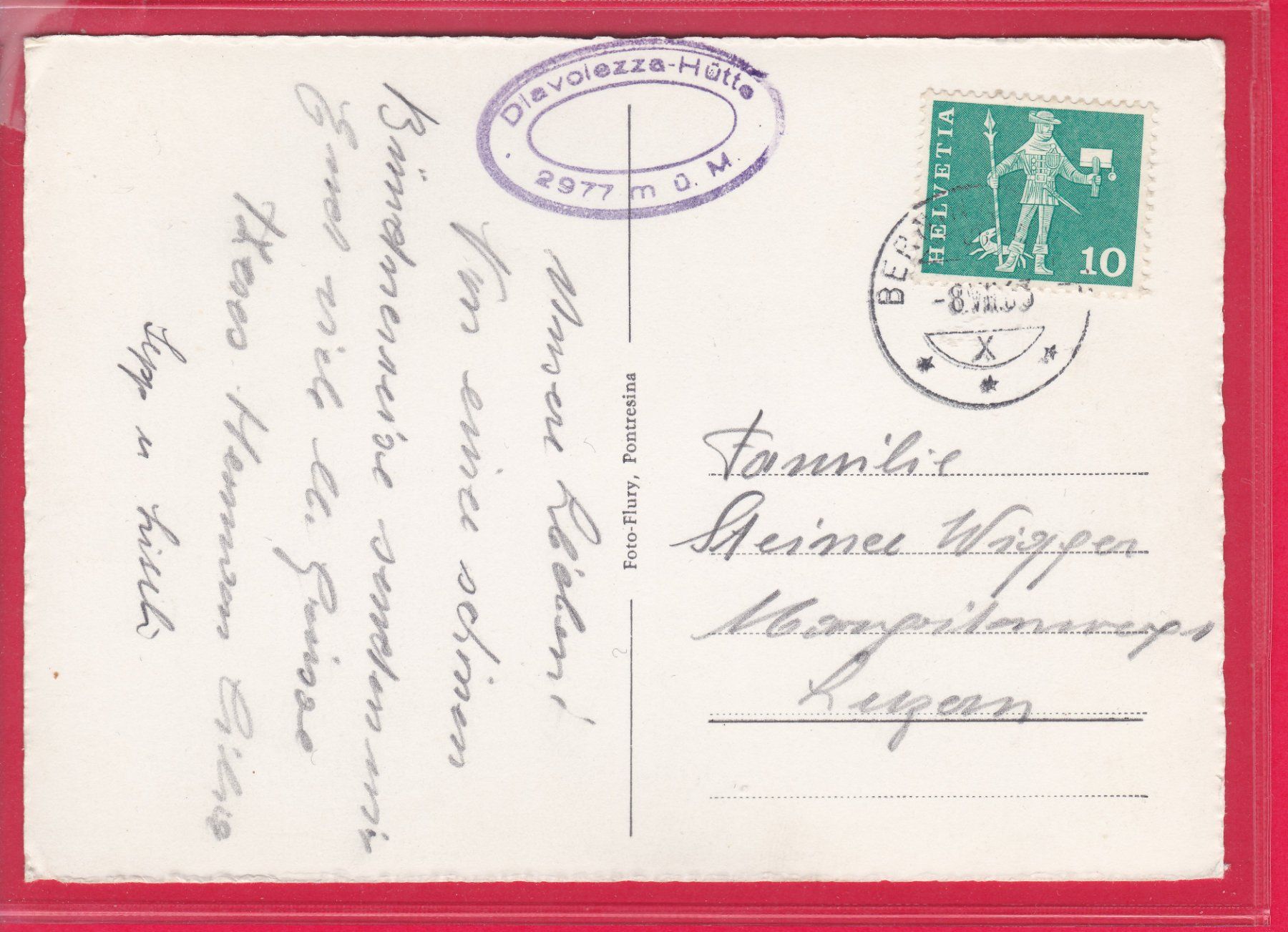Cartoline postali: LUFTSEILBAHN DIAVOLEZZA MIT PIZ PALÜ, 8.7.1963 – Usato da Oberrieden venduto da Gebirgsstelze 1
