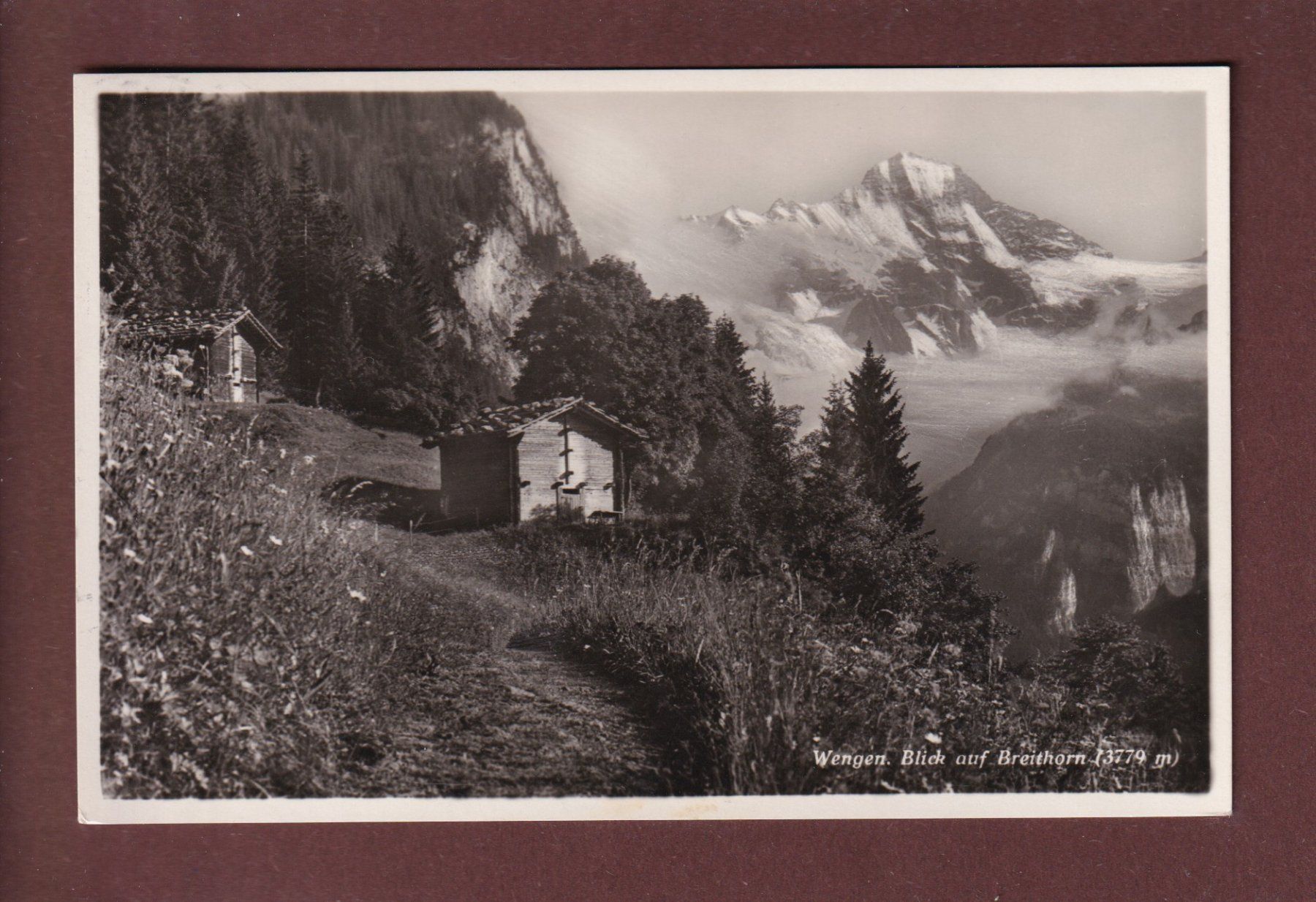Cartoline postali: WENGEN - Blick auf Breithorn - 1944 – Usato da Pully venduto da nicecards