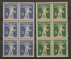 1933 : Tellknabe Nr. 182z + 183z im 6-er Block** KP 150.--