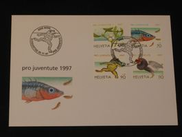 Pro Juventute FDC 1997 Nr. 344 - 347 Weihnachtsmarke - Tiere