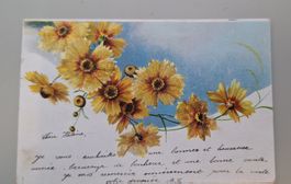 Ak Rarität Sandkarte Streukarte gelbe Blumen Nostalgie 1900