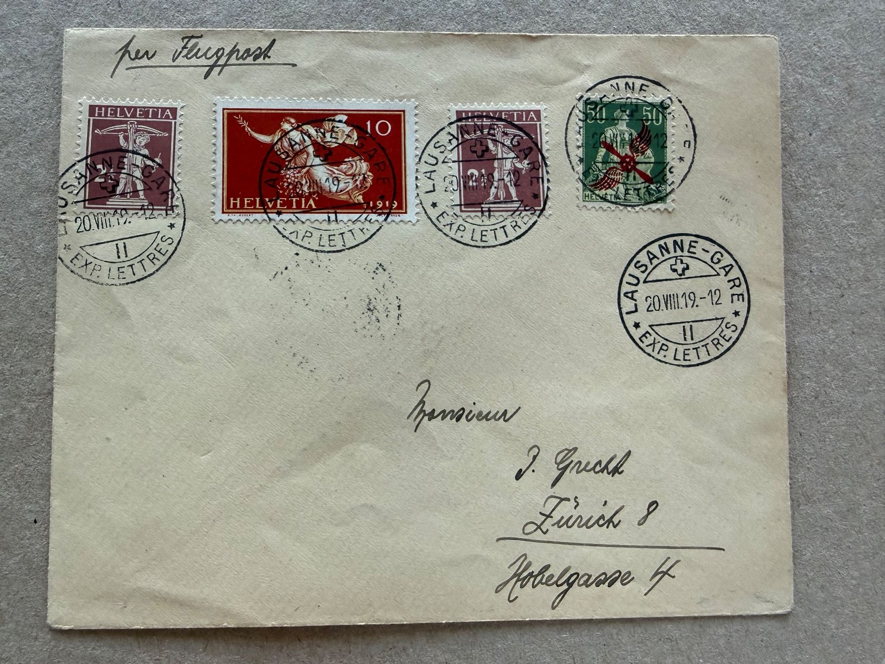 Tutti i francobolli: F2, Brief, Lausanne, geflogen – Usato da Aarau venduto da hilde47