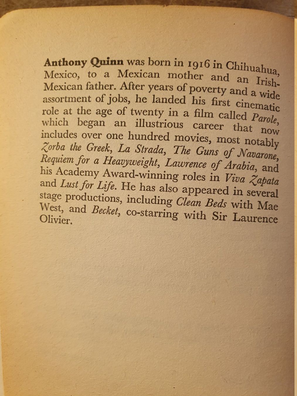 Libri: The Original Sin - Anthony Quinn – Usato da Zürich venduto da loosebone 2