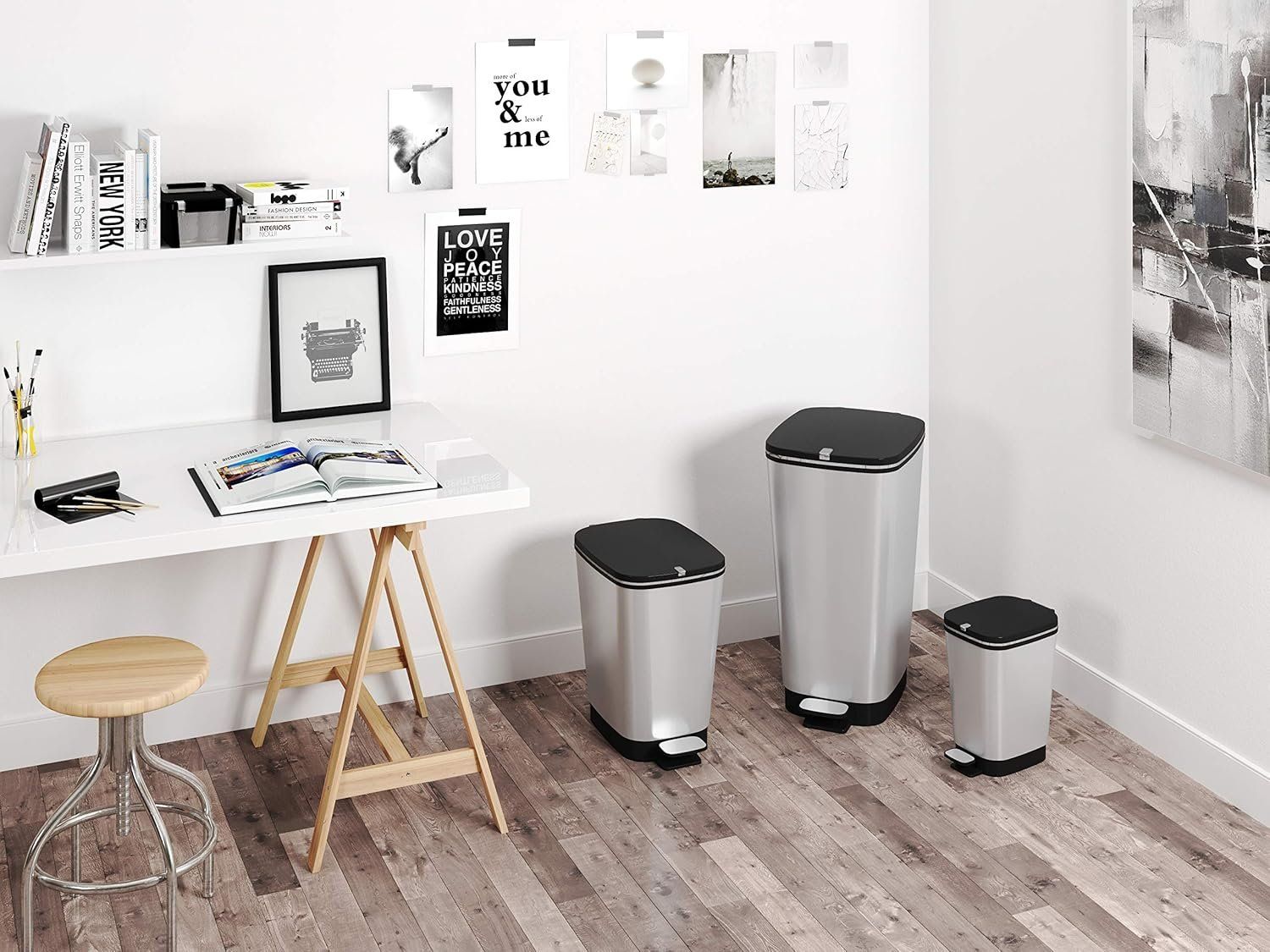 Cestini per rifiuti: CURVER KIS Chic Bin Style Abfallbehälter, Kunststoff, Silber – Nuovo (secondo la descrizione) da Wetzikon ZH venduto da ShopFaster 3
