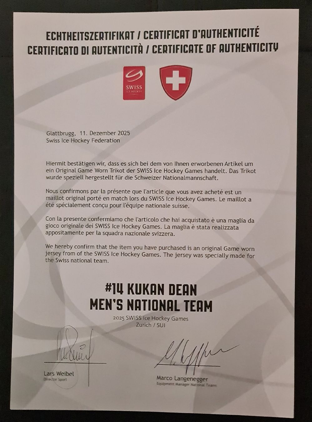 Gameworn Canottiere & Pantaloni: Swiss Eishockey Trikot Kukan – Usato da Wilen b. Wollerau venduto da Sousi82 9