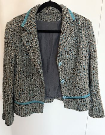 Vintage bouclé/tweed blazer jacket – turquoise details