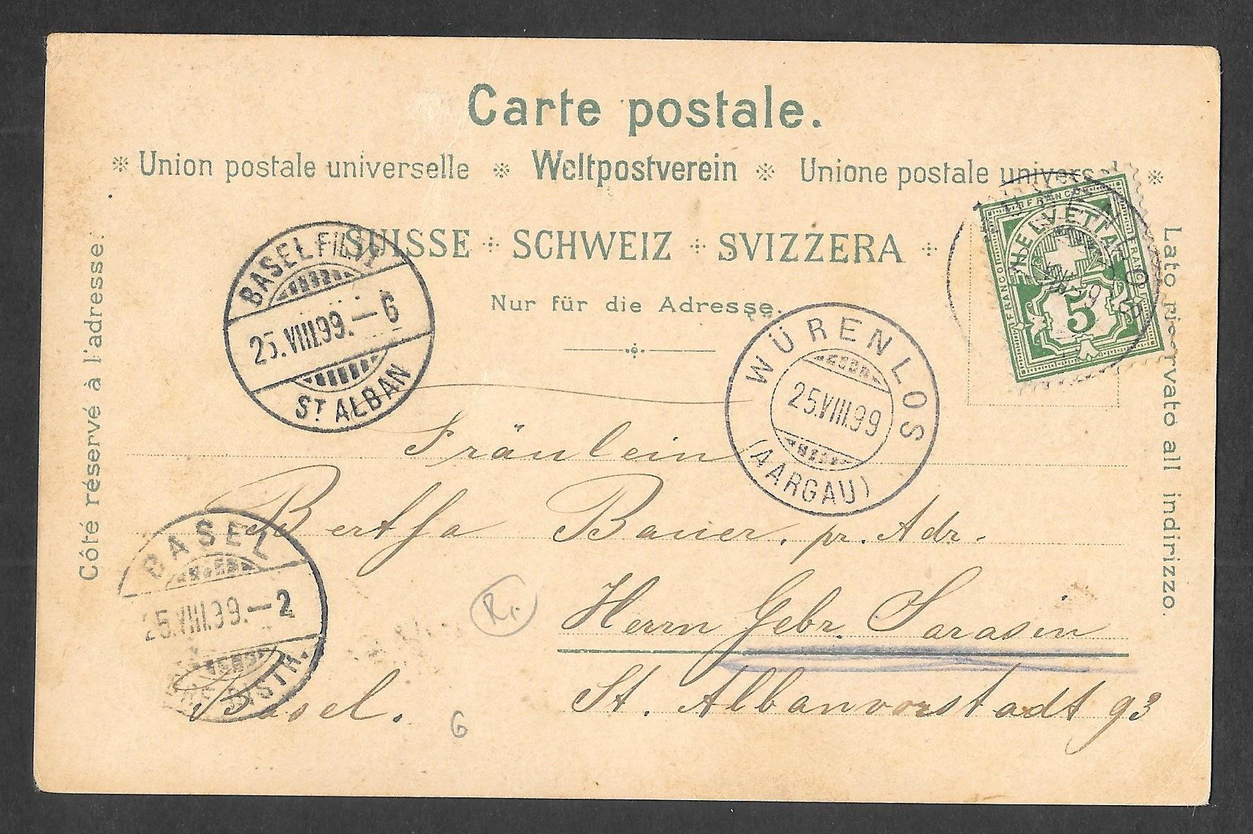 Cartoline postali: Würenlos farbige Lithografie 2 Bilder – Usato da Olten venduto da clotaldi 1