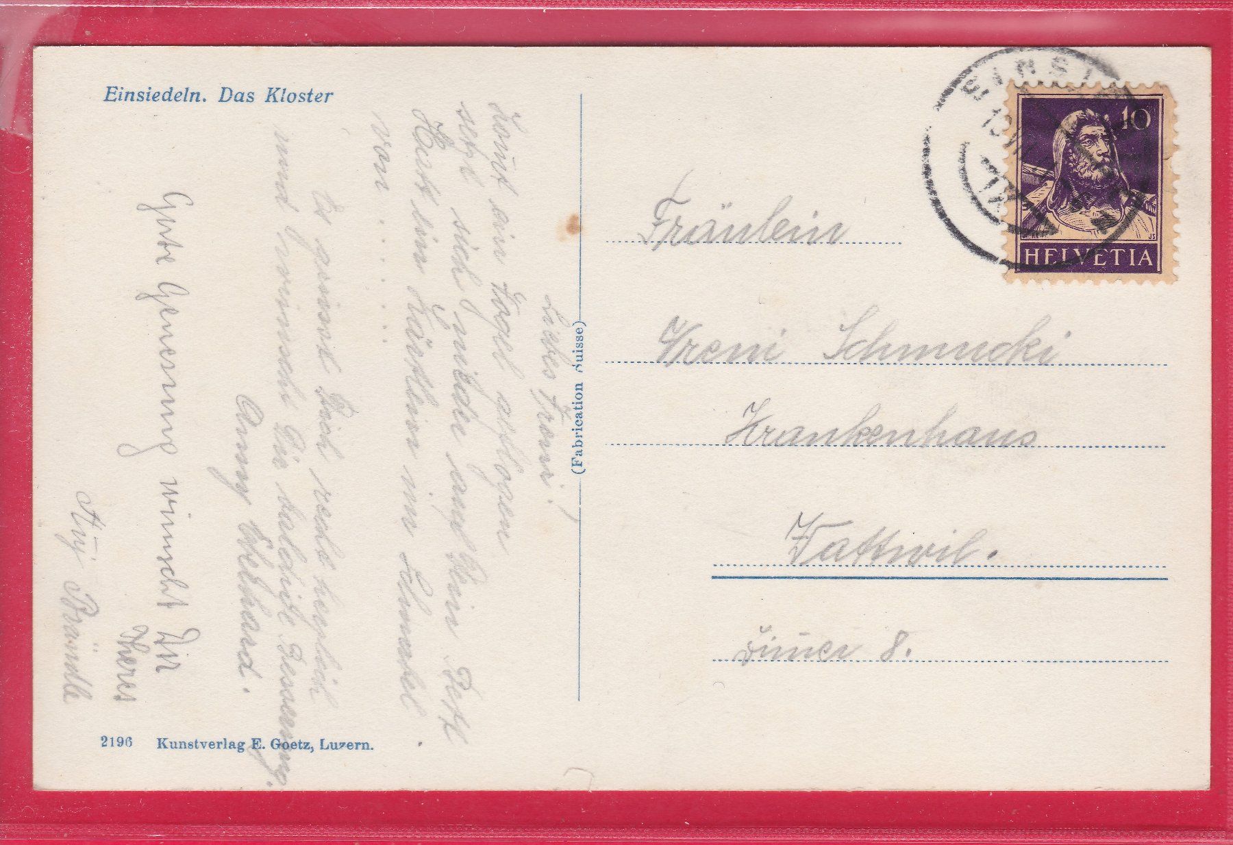 Cartoline postali: EINSIEDELN, DAS KLOSTER, – Usato da Oberrieden venduto da Gebirgsstelze 1