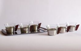 Mid Century Kaffee-Set mit Tablett & 6 Tassen