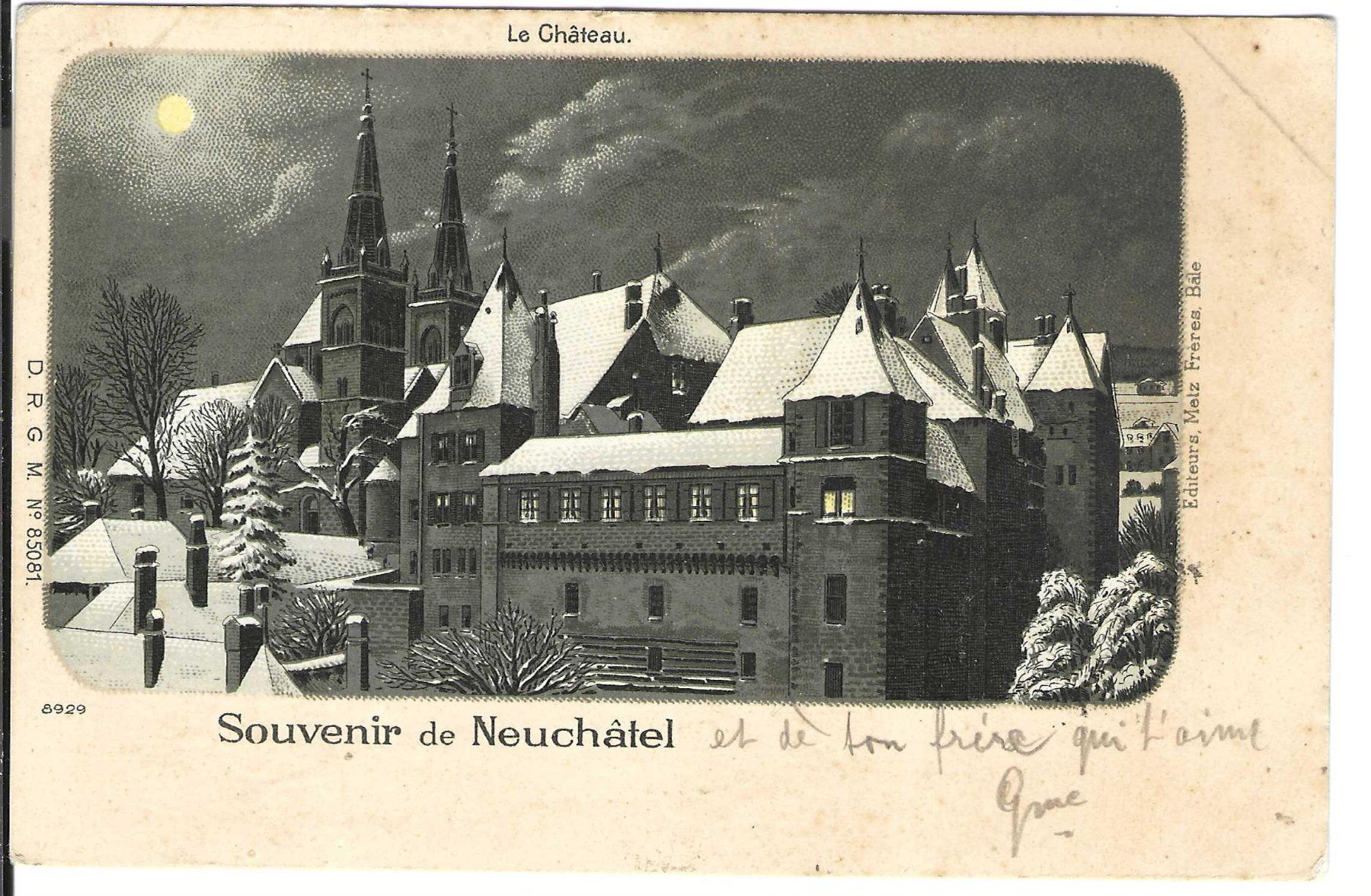 Cartoline postali: Souvenier de Neuchâel, Litho – Usato da Wildhaus venduto da Brunphil