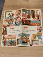 Litho Flugplan / TWA International Air Routes ca. 1950