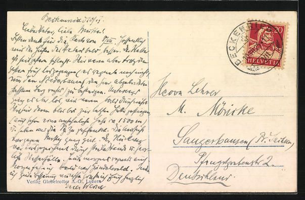 Cartoline postali: AK Beckenried, Ortsansicht mit Bergen – Usato da Berlin venduto da bartko-reher 1