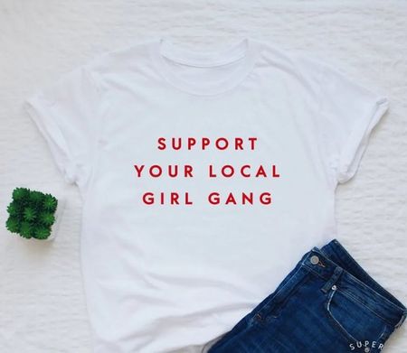 Trendiges T-Shirt: Support Your Local Girl Gang, Gr. XS
