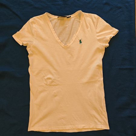 Ralph Lauren T-Shirt XS white V-neck cotton 