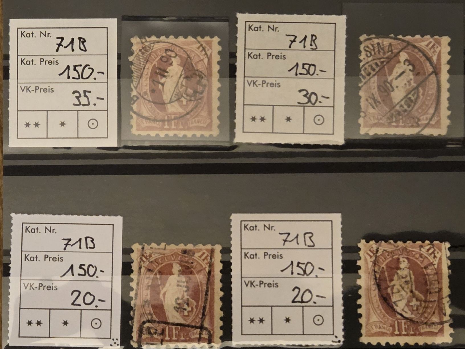 Tutti i francobolli: 12mal 71B Kat. 1800.- – Usato da Wangen venduto da Abartix 3