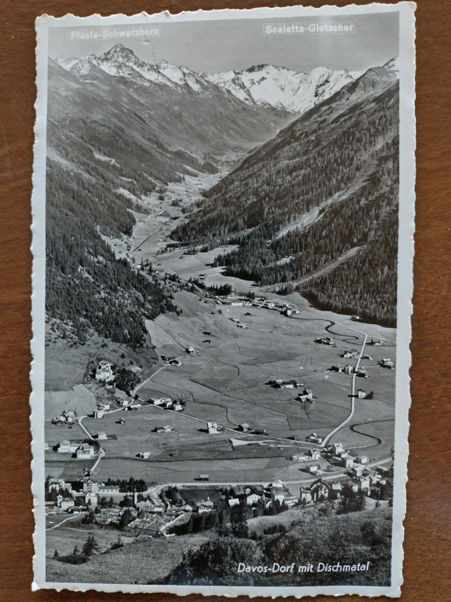 Cartoline postali: Alte Postkarte Davos-Dorf mit Dischmatal 1955 – Usato da Wildhaus venduto da Hukwildhaus 3