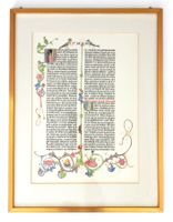 Bibel - Einzelblatt - Faksimile - mit Goldrahmen - 57 x 43cm