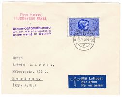Lettre cachet S181 de Basel pour Herisau le 29.V.38