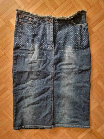 Hipper Vintage Jeans-Rock mit Krälleli Gr. 38