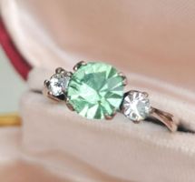 Antiker Trilogie Ring hellgrün Paste Rosegold vergoldet✨