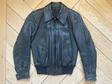 70s Italian tailored Lederjacke schwarz